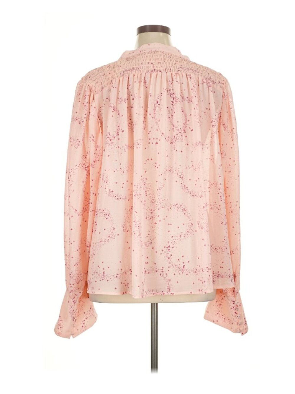Free People Women's "Stars Align" Printed Tie-Neck Top in Peach - Size XL - Picture 5 of 13